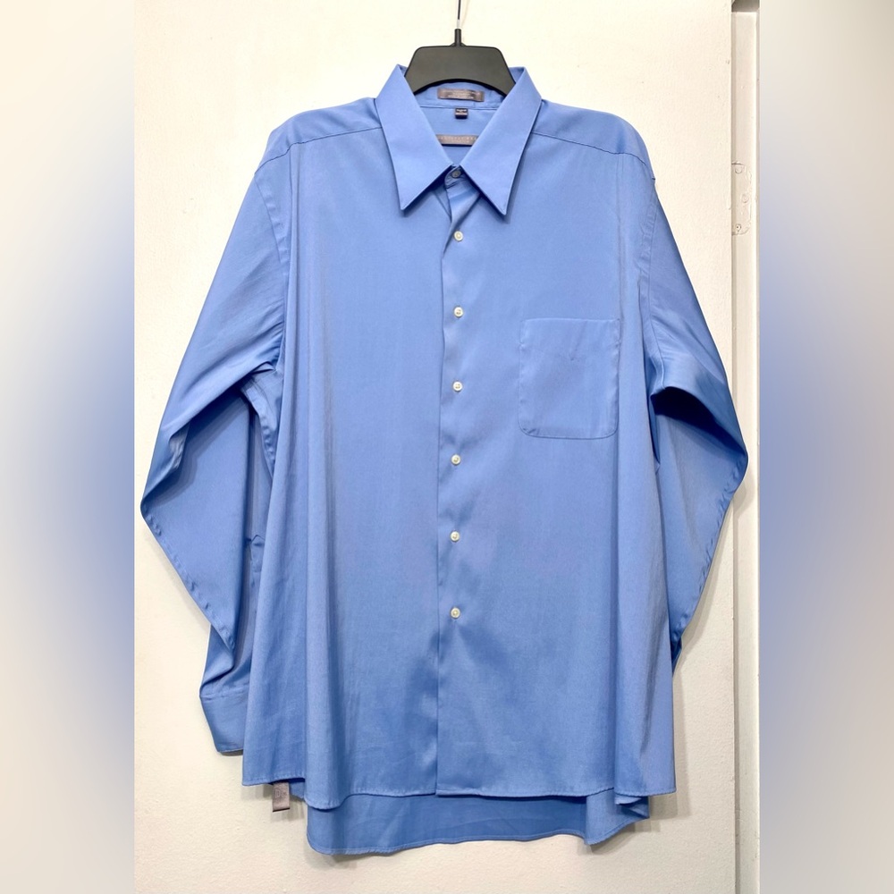 Geoffrey Beene Men’s Blue Button Down‎ Stretch Dress Shirt XL 17.5 34/35